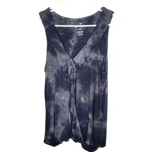 Gray tie dye tank top sleeveless wrap vneck soft & sexy American Eagle S small